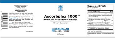 Photo of the Douglas Laboratories Ascorbplex 1000 Non-Acid Ascorbate Complex label