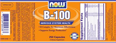 Photo of the NOW B-100 label