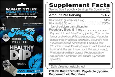 Photo of the TeaZa Healthy Dip Cool Mint Chill label