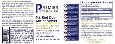 Photo of the Premier Research Labs NZ-Red Deer Antler Velvet label