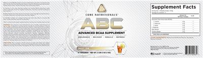 Photo of the Core Nutritionals ABC Sweet Tea label