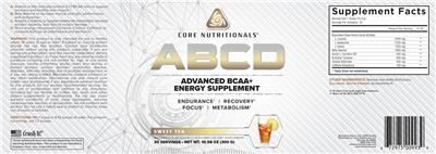 Photo of the Core Nutritionals ABCD Sweet Tea label