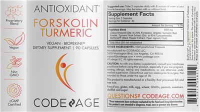Photo of the Codeage Forskolin Turmeric label
