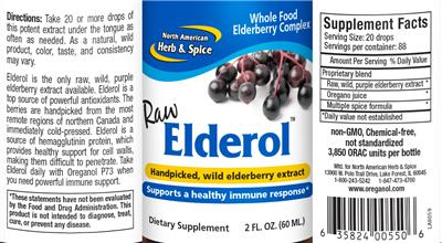 Photo of the North American Herb & Spice Elderol label