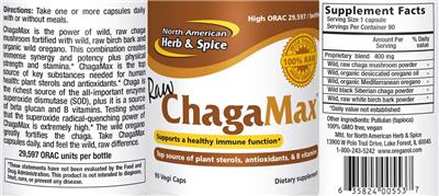 Photo of the North American Herb & Spice ChagaMax label