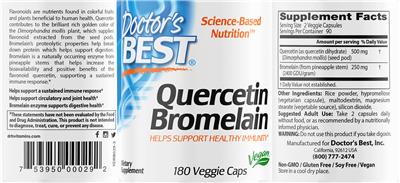 Photo of the Doctor's Best Quercetin Bromelain label