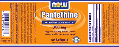 Photo of the NOW Pantethine 300 mg label