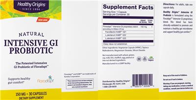 Label of Intensive GI Probiotic