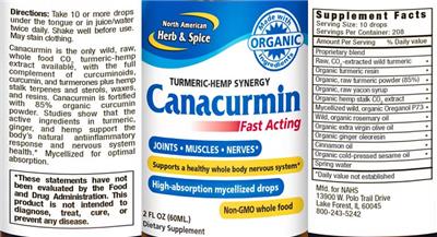 Photo of the North American Herb & Spice Canacurmin label
