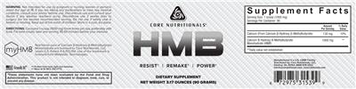 Photo of the Core Nutritionals HMB label