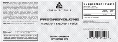 Photo of the Core Nutritionals Pregnenolone label
