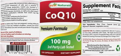 Photo of the Best Naturals CoQ10 100 mg label