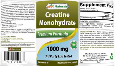 Product label image for Creatine Monohydrate 1000 mg