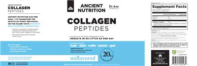 Photo of the Ancient Nutrition Collagen Peptides Unflavored label