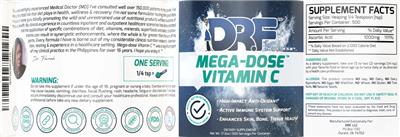 Photo of the DR.F Mega-Dose Vitamin C label
