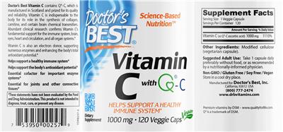 Photo of the Doctor's Best Vitamin C 1000 mg label