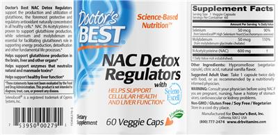 Photo of the Doctor's Best NAC Detox Regulators label