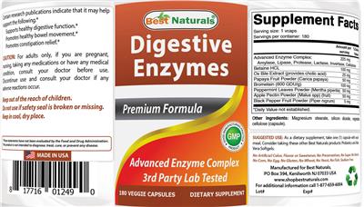 Photo of the Best Naturals Digestive Enzymes label