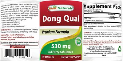 Photo of the Best Naturals Dong Quai 530 mg label