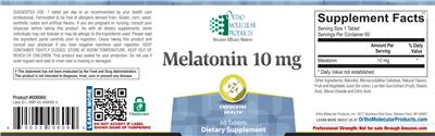 Photo of the Ortho Molecular Products Melatonin 10 mg label