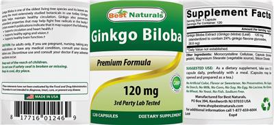 Photo of the Best Naturals Ginkgo Biloba 120 mg label