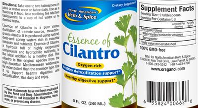 Photo of the North American Herb & Spice Essence of Cilantro label