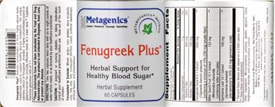 Photo of the Metagenics Fenugreek Plus label