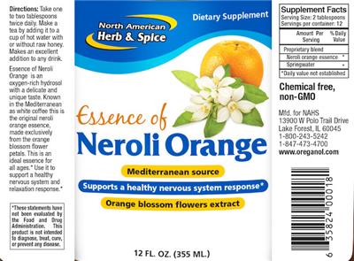 Photo of the North American Herb & Spice Essence of Neroli Orange label