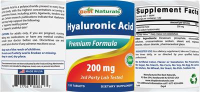 Photo of the Best Naturals Hyaluronic Acid 200 mg label