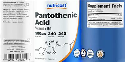 Pantothenic Acid 500 mg