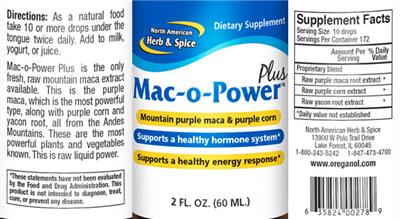 Photo of the North American Herb & Spice Mac-o-Power Plus label