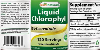 Photo of the Best Naturals Liquid Chlorophyll Ultra-Concentrate label