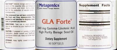 Photo of the Metagenics GLA Forte label