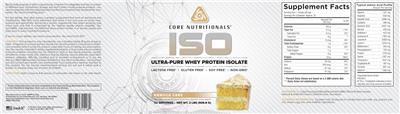 Photo of the Core Nutritionals ISO Vanilla Cake label