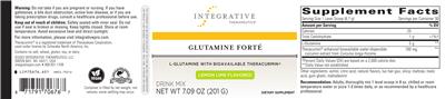 Photo of the Integrative Therapeutics Glutamine Forte Lemon Lime Flavored label