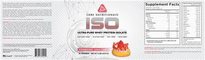 Photo of the Core Nutritionals ISO Strawberry Shortcake label