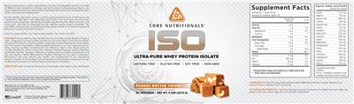 Photo of the Core Nutritionals ISO Peanut Butter Toffee label