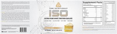 Photo of the Core Nutritionals ISO Vanilla Cake label