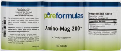Photo of the PureFormulas Amino-Mag 200 label