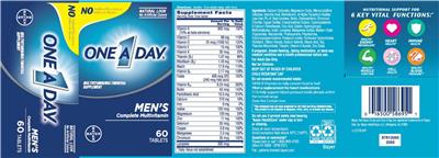 Photo of the Bayer One A Day Men's Complete Multivitamin label