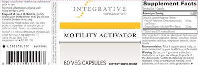 Photo of the Integrative Therapeutics Motility Activator label