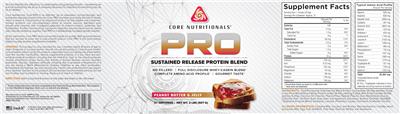 Photo of the Core Nutritionals PRO Peanut Butter & Jelly label