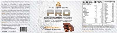 Photo of the Core Nutritionals PRO Chocolate Peanut Butter Cup label