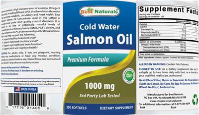 Photo of the Best Naturals Cold Water Salmon Oil 1000 mg label
