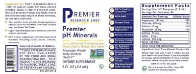 Photo of the Premier Research Labs Premier pH Minerals label