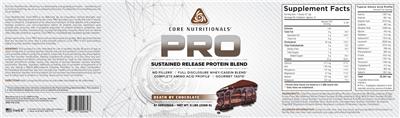 Photo of the Core Nutritionals PRO Death By Chocolate label