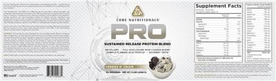 Photo of the Core Nutritionals PRO Cookies N' Cream label