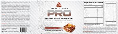 Photo of the Core Nutritionals PRO Cinnamon French Toast label