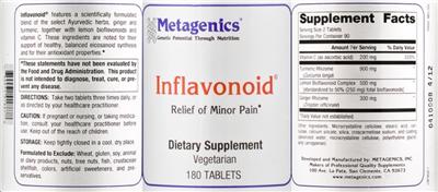 Photo of the Metagenics Inflavonoid label