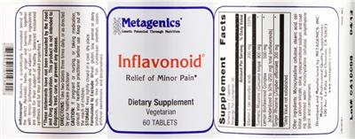 Photo of the Metagenics Inflavonoid label